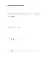 Name: Math 103 Worksheet #3: Continuity 1. Using Limits, how do ...