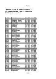Termine für die GLS Prüfungen SS 12 (Prüfungswochen 1. bis 12 ...