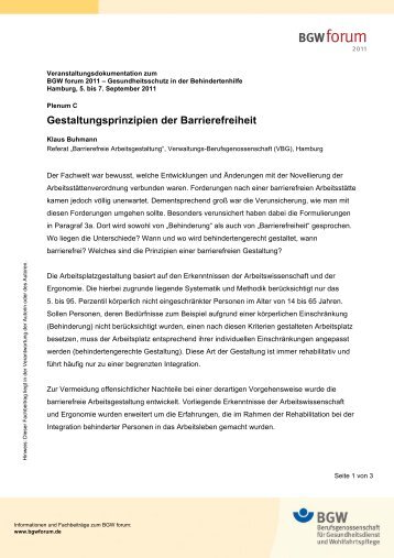 Gestaltungsprinzipien der Barrierefreiheit - BGW forum