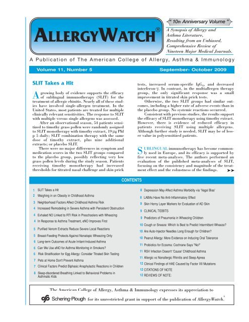 Vol 11 No 5 American College Of Allergy Asthma And Immunology