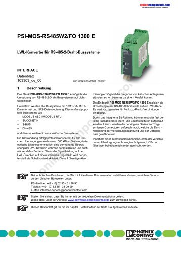 PSI-MOS-RS485W2/FO 1300 E - Onlinecomponents.com