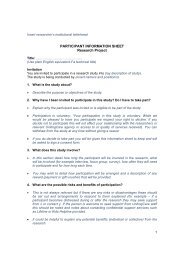 PARTICIPANT INFORMATION SHEET Research Project