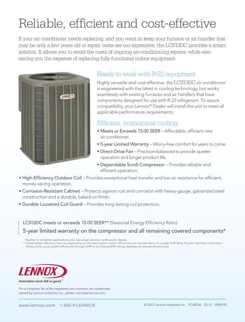 Air Conditioner LCS13DC - Lennox