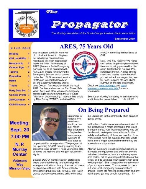 Propagator - South Orange Amateur Radio Association