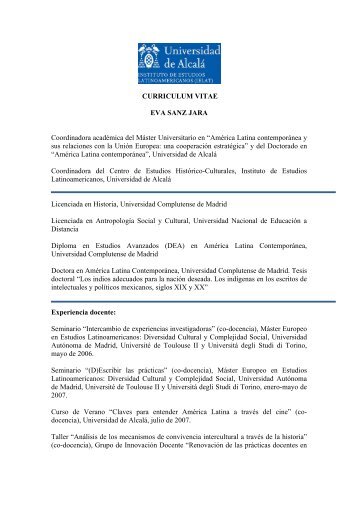 CURRICULUM VITAE EVA SANZ JARA Coordinadora ... - ielat