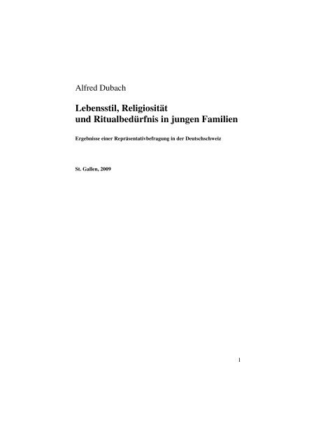 Lebensstil, ReligiositÃ¤t und RitualbedÃ¼rfnis in jungen Familien