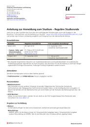 Anmeldeformular zum Studium an der UNI Bern