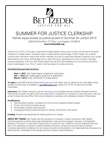 Summer for Justice - Bet Tzedek
