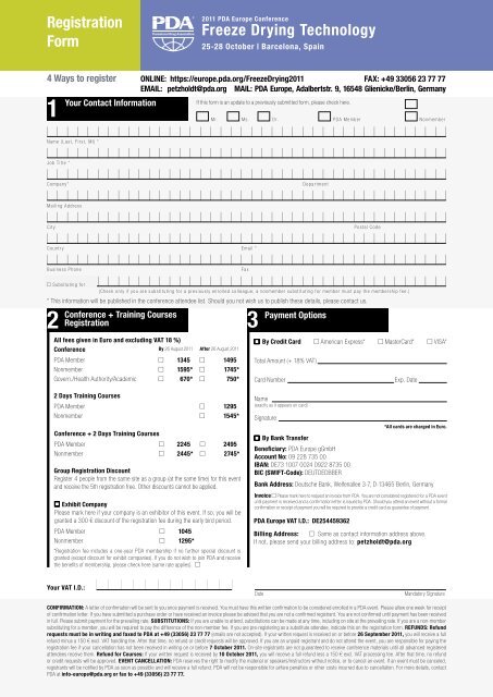 Registration Form Freeze Drying Technology