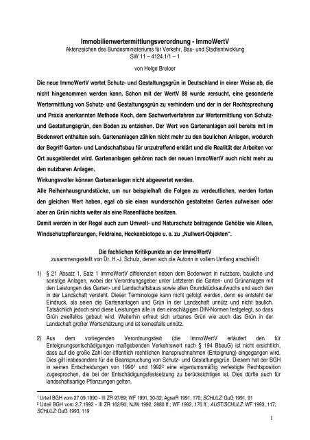Immobilienwertermittlungsverordnung - ImmoWertV - Methode Koch