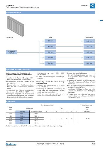 Logatrend VK-Profil Flachheizkörper · Ventil ... - Buderus