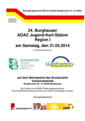 24. Burghauser ADAC Jugend-Kart-Slalom Region I am Samstag, den 31.05.2014