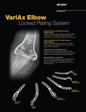 VariAx Elbow Locking Plate System Selling Sheet - Stryker