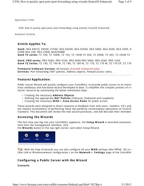 Port Forwarding Wizard Port Forwarding Wizard