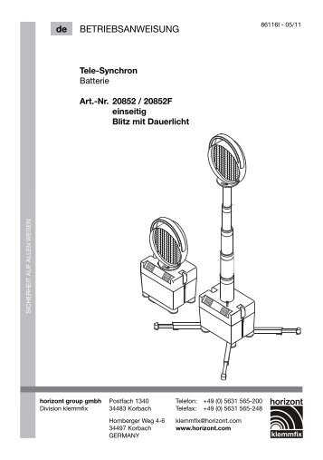 Betriebsanweisung 20852 - Horizont Klemmfix - horizont group gmbh