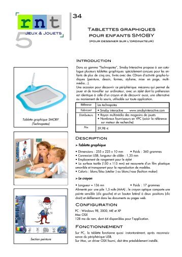 Tablettes graphiques pour enfants SMOBY - Moteurline - APF