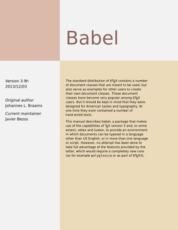 Babel, a multilingual package for use with LATEX's ... - linsrv.net
