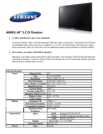 400BX 40" LCD Monitor - Network Spectrum, Inc.