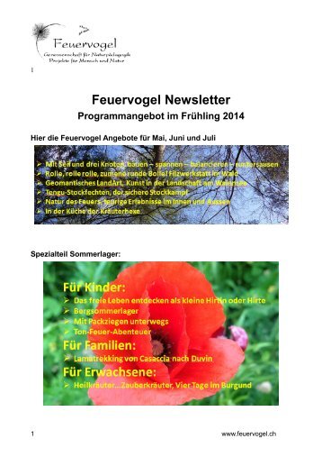 Newsletter Feuervogel Genossenschaft April 2014