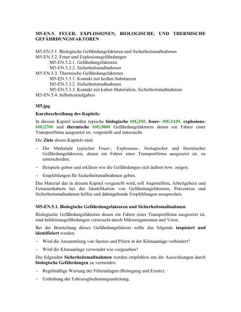 M5-EN.5. FEUER, EXPLOSIONEN, BIOLOGISCHE, UND ...