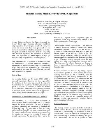 Failures in Base Metal Electrode (BME) Capacitors - DfR Solutions