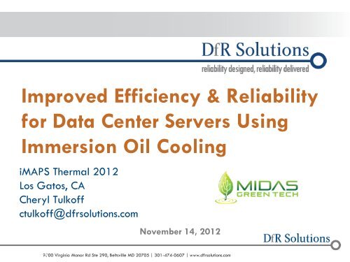 Improved Efficiency and Reliability for Data Center - DfR Solutions