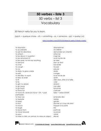 50 verbs list 3 verbes - French Etc