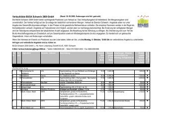 Verkaufsliste BUGA Schwerin 2009 GmbH