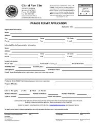 PARADE PERMIT APPLICATION City of New Ulm