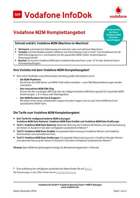 Infodok 509:vodafone M2M Komplettangebot