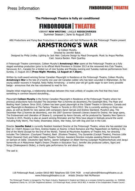 ARMSTRONG'S WAR - Finborough Theatre