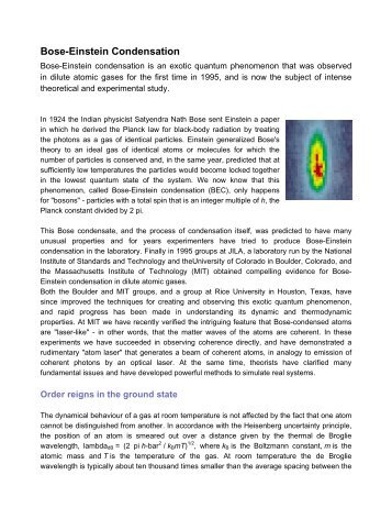 Bose-Einstein Condensation - Experimental Physics