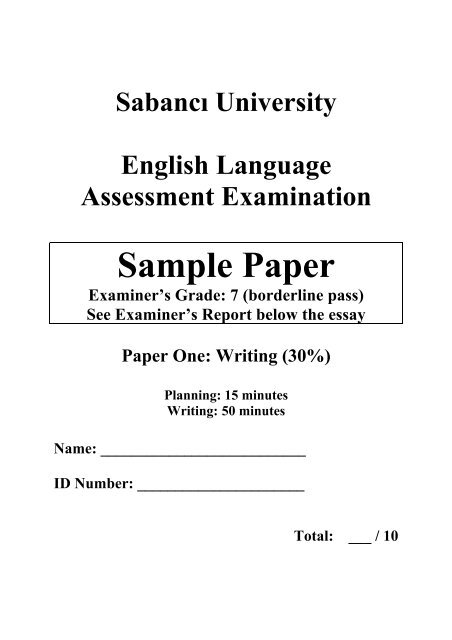 Sample Student Paper - School of Languages