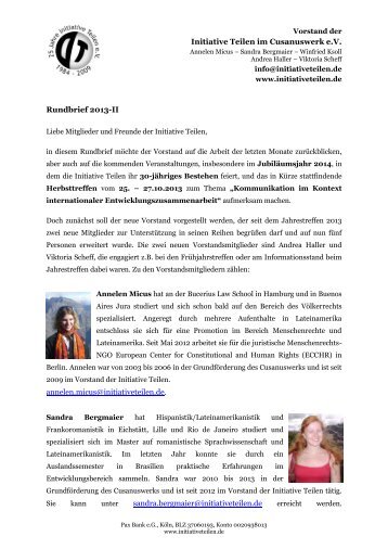 Initiative Teilen im Cusanuswerk e.V. Rundbrief 2013-II annelen ...