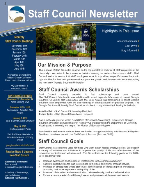 Staff Council Newsletter - services - Georgia Southern University