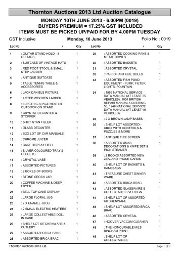 Thornton Auctions 2013 Ltd Auction Catalogue