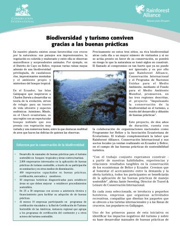 Biodiversidad y turismo conviven gracias a las buenas prÃ¡cticas