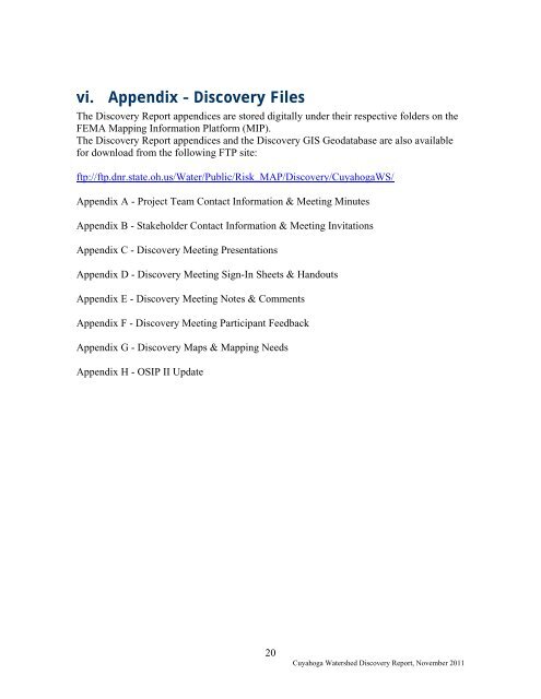 Discovery Report - Ohio Department of Natural Resources