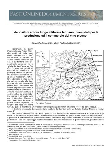 I depositi di anfore lungo il litorale fermano: nuovi dati per la ...