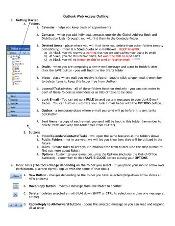 Outlook Web Access Outline: - gst boces