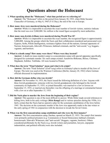 Questions about the Holocaust - gst boces