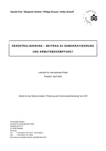 dezentralisierung Ã¢Â€Â“ beitrag zu demokratisierung und ... - Gtz