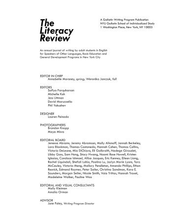 The Literacy Review - Gallatin School of Individualized Study - New ...