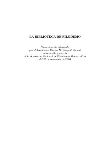 LA BIBLIOTECA DE FILODEMO - Historia Antigua