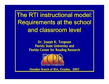 The RTI instructional model - The Hawaii Branch of The International ...