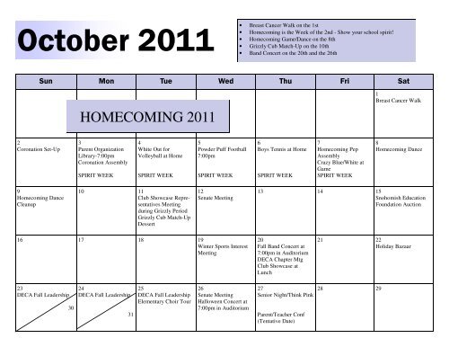 2011-2012 Activity Calendar - Glacier Peak High School