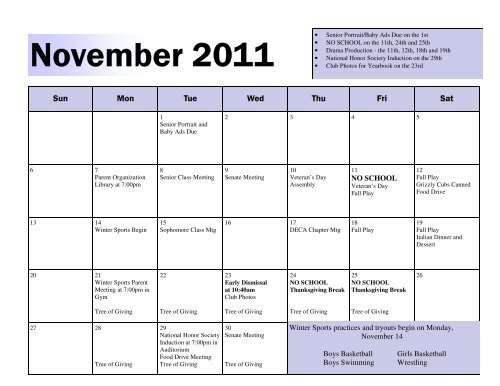 2011-2012 Activity Calendar - Glacier Peak High School