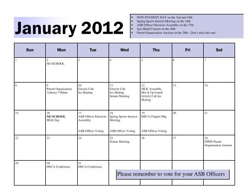2011-2012 Activity Calendar - Glacier Peak High School