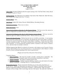 VILLA PARK PUBLIC LIBRARY BOARD OF TRUSTEES MINUTES ...