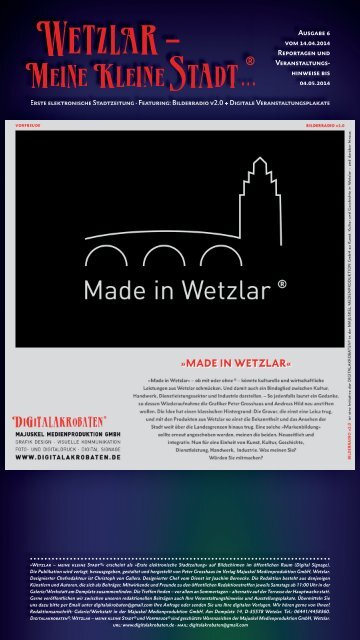 Wetzlar - meine kleine Stadt...® / Ausgabe Nr. 6 vom 14.04.2014